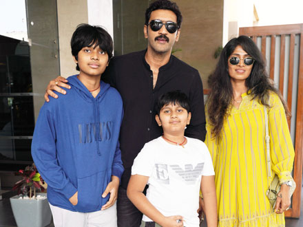 Actor Ajay with family papped after lunch in Hyderabad